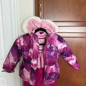 Pink and Purple Winter Jacket with Hood